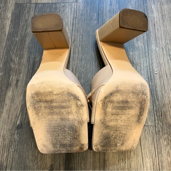 Women’s Chain Slip On Chunky Heels Shoes Sandals Tan Size 8 - Picture 8 of 13